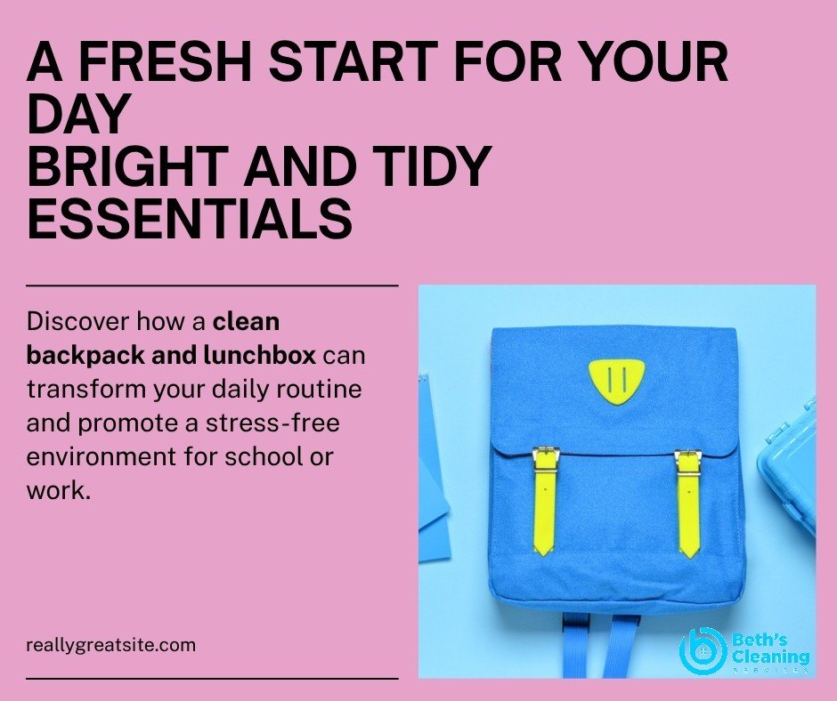 Clean backpack and lunchbox on a bright bench