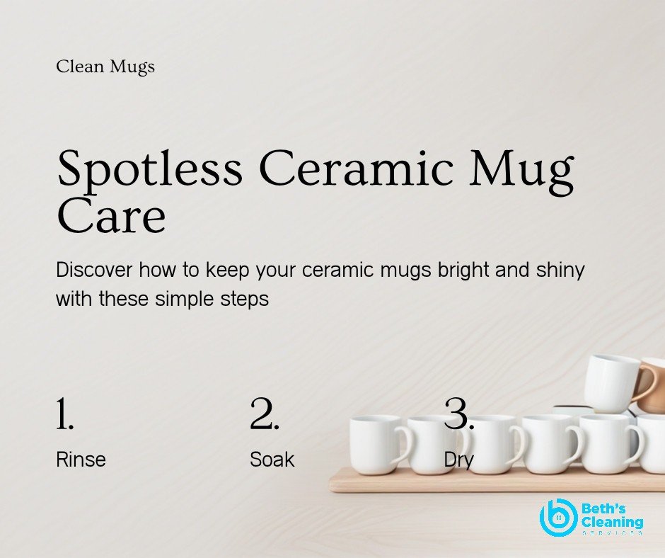 Clean white ceramic mugs on a rack, spotless