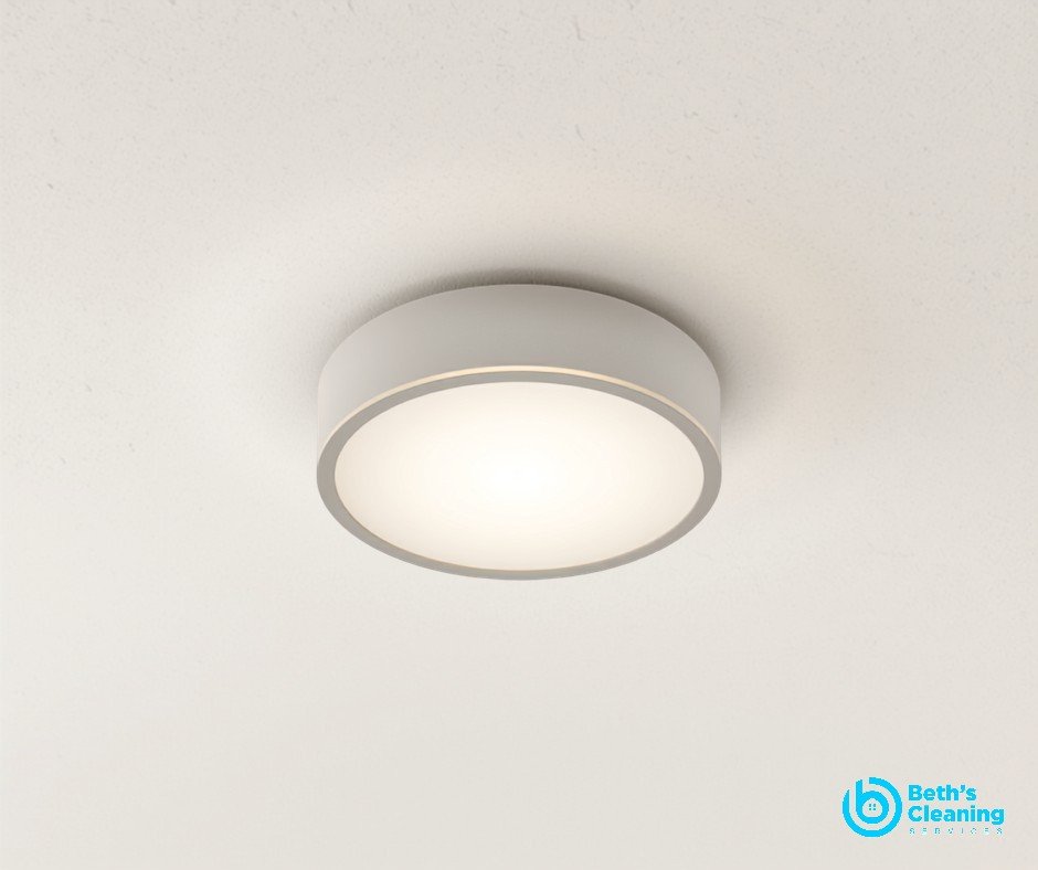 Clean modern ceiling light fixture spotless and bright