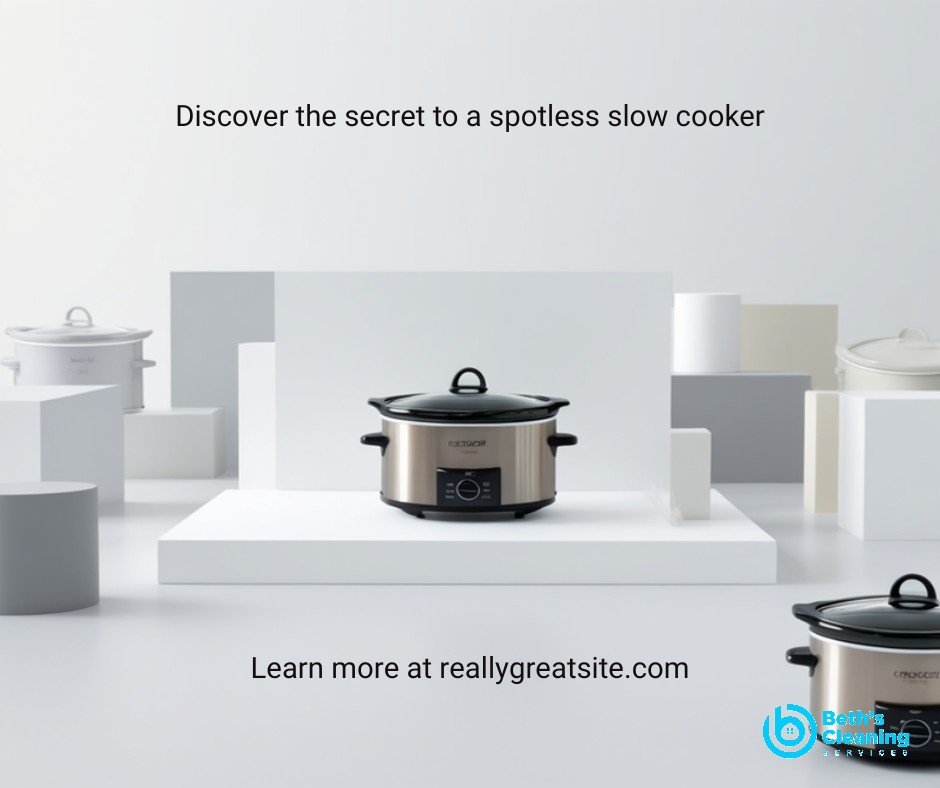 Clean slow cooker crockpot on a kitchen counter