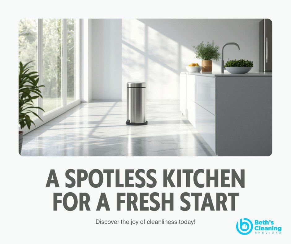 Clean fresh kitchen trash can in a tidy kitchen